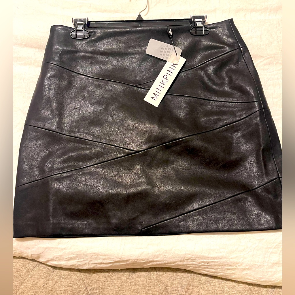 Minkpink Black Leather Mini Skirt